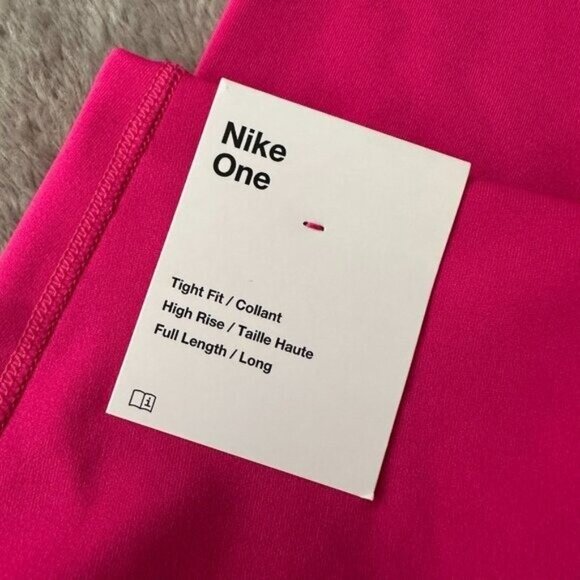 NWT Nike One Dri-Fit Hot Pink Full Length High Rise Leggings Women's SMALL - Picture 6 of 7